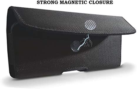 AH Military Grade Horizontal Cell Phone Pouch Clip Cell Phone Holder for Belt Loop for iPhone 13 Max 12 Pro Max 14 Max 14 Max Plus, S20 Plus Nylon Phone Carrier Holster Fits Cell Phone (Large)