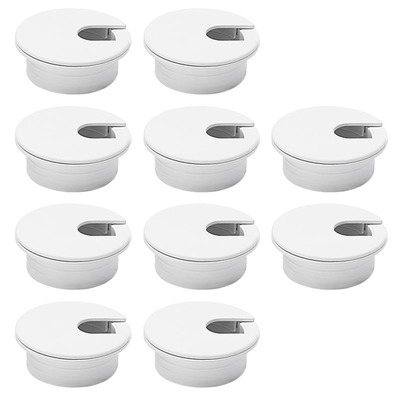10 Pcs Desk Grommet 1-3/8" / 35 mm, Desk Cord Hole Cover, Cable Grommet ABS Plastic, Desk Hole Grommet for Home & Office Pc, Detachable Cable Cord Organizer-White