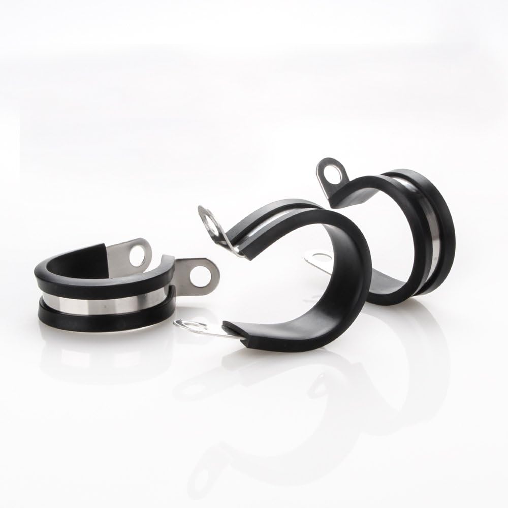 LOKMAN 20 Pack 5/16 Inch Stainless Steel Cable Clamp, Rubber Cushioned Insulated Metal Clamp, Tube Holder for Tube, Pipe or Wire Cord Installation