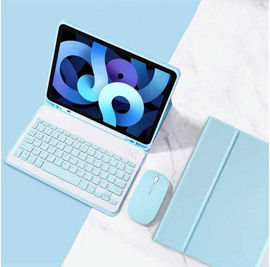 Keyboard Case for iPad Mini 7th(A17 Pro) 2024/Mini 6th Generation with Mouse,Case for iPad mini7/mini6 with Detachable Wireless Bluetooth Keyboard Pencil Holder Slim Smart Cover, Sky Blue