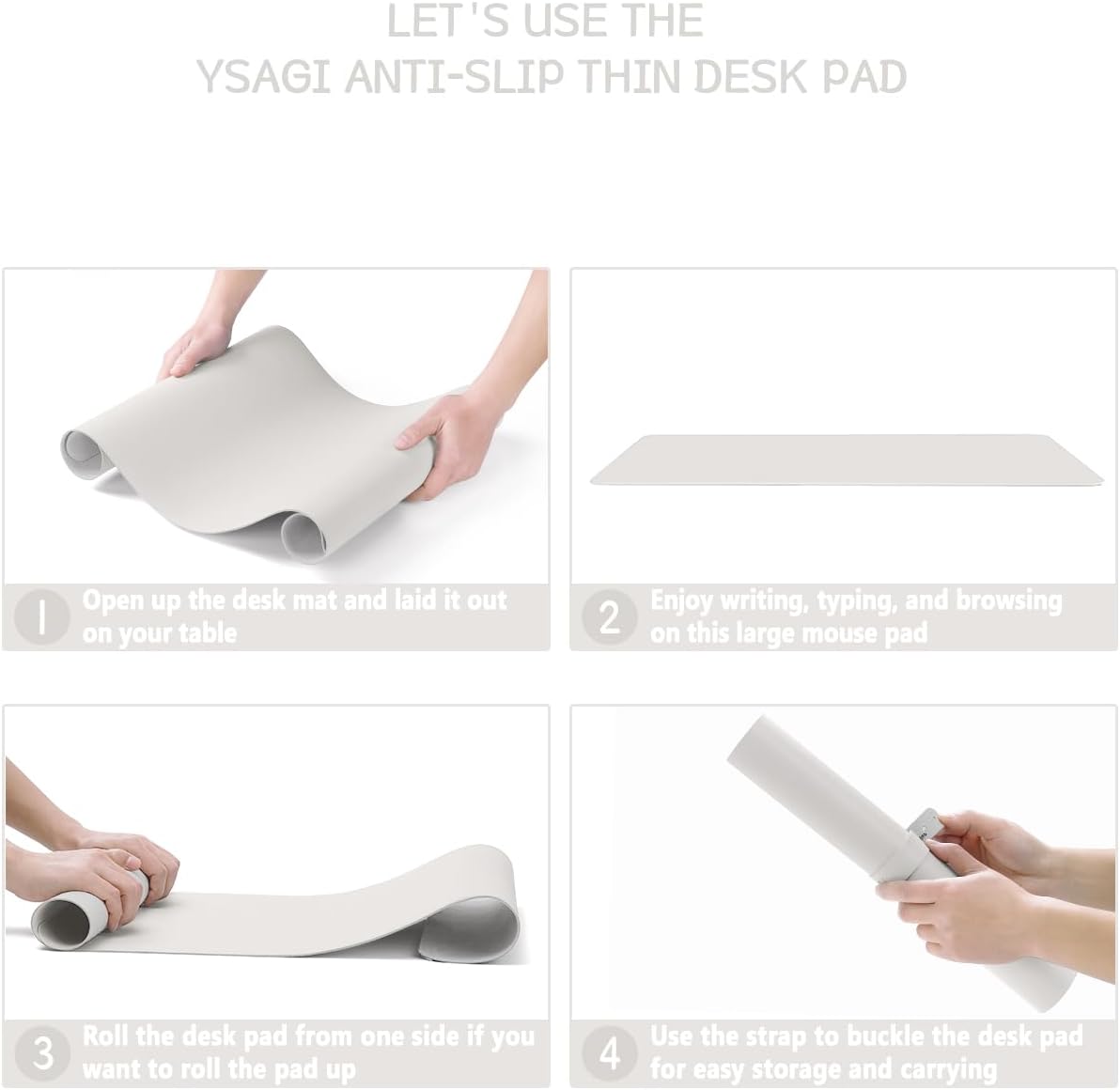 YSAGi Non-Slip Leather Desk Pad Long Size, Waterproof Laptop Computer Desk Keyboard Mat, Table Protector Blotter Mat, Large Mouse Pad for Office/Work/Home/Decor(Apricot Gray, 47" x 17")