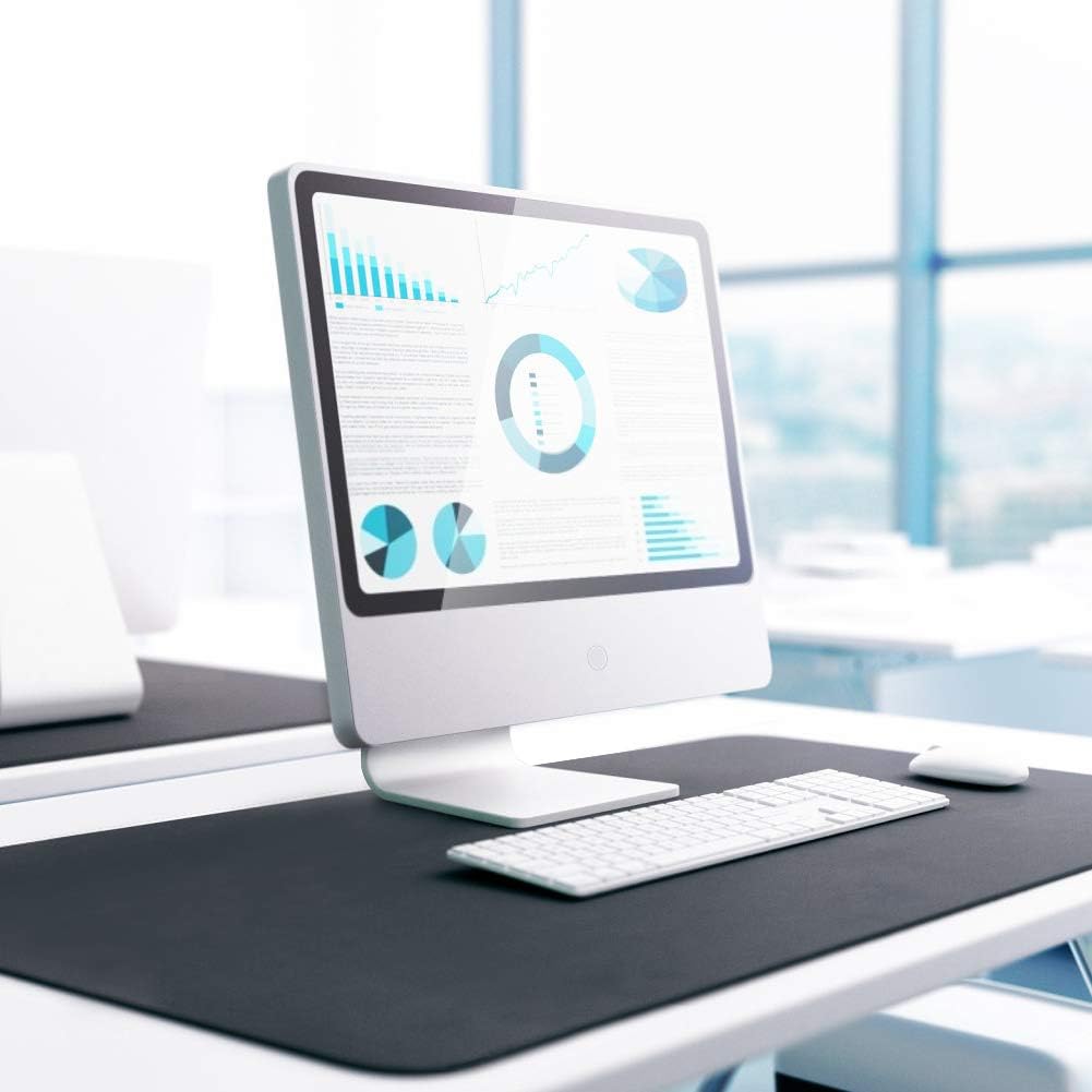 KINGFOM Desk Pad Office Desktop Protecter, PU Leather Desk Mat Blotters Organizer with Comfortable Writing Surface (35.4" x 16.9", Black)