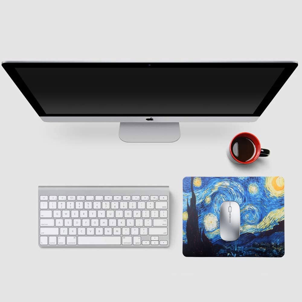 Mouse Pad, Gaming Mouse Pad, Non-Slip Rubber Base Mouse Mat with Designs for Laptop, Computer & Office, 9.5 x 7.9 x 0.12 inches (Starry Night)