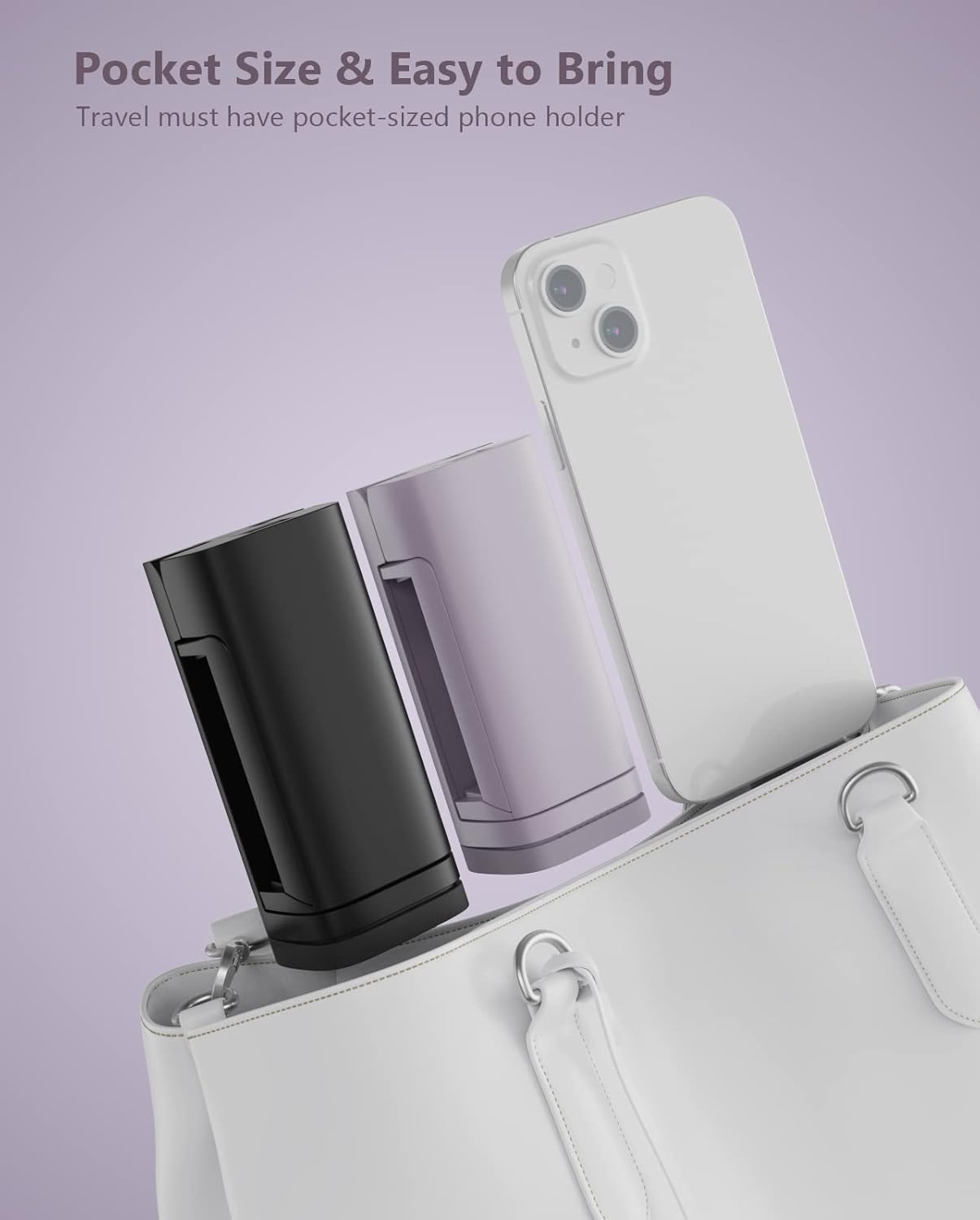 MiiKARE Airplane Travel Essentials Phone Holder, Universal Handsfree Phone Mount for Flying with 360 Degree Rotation, Accessory for Airplane, Travel Must Haves Phone Stand for Desk-Black&Purple