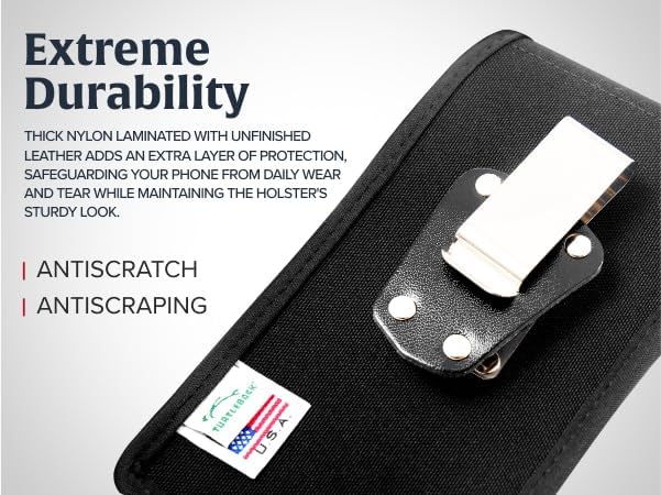 Turtleback Belt Clip for iPhone 16 Pro Max, 15 Pro Max, 14 Pro Max -Small- Fits w/Slim MagSafe Style Cases, Premium Black Nylon, Vertical Belt Holder, Magnetic Closure, HD Rotating Belt Clip