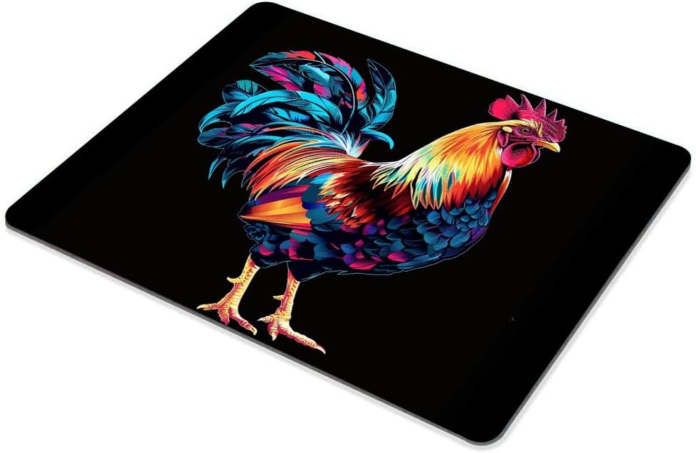 Square Mouse Pad Colorful Rooster-1,Gaming Mouse Pads for Desk,Soft Computer Waterproof Non-Slip Mouse Mat