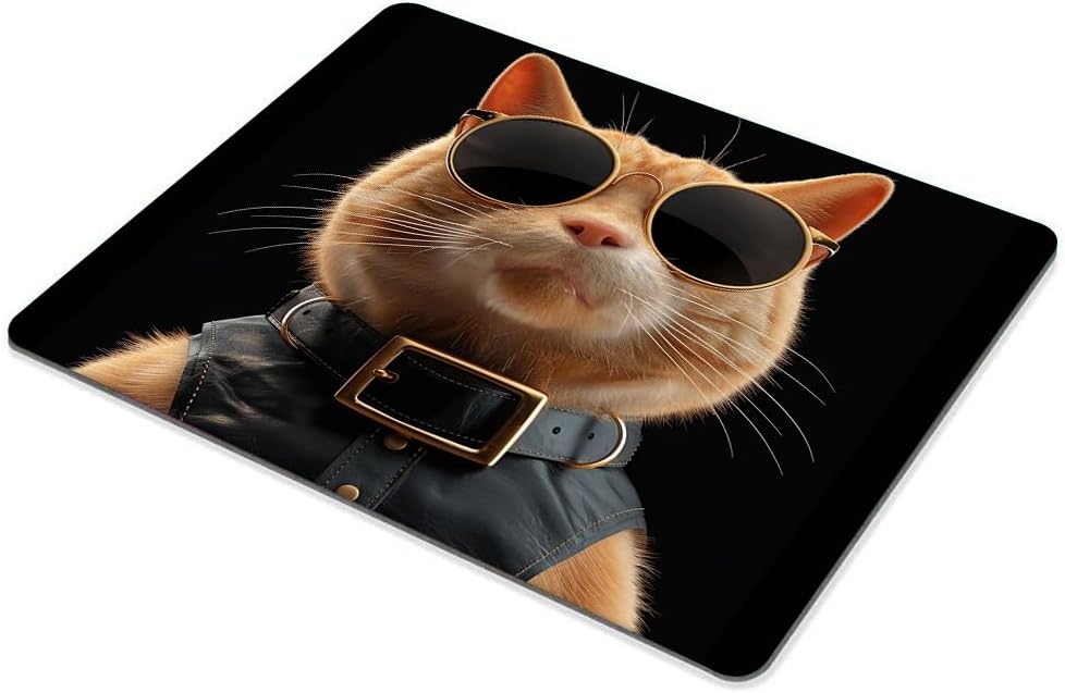 Square Mouse Pad Cool Cat with Sunglasses-1,Gaming Mouse Pads for Desk,Soft Computer Waterproof Non-Slip Mouse Mat