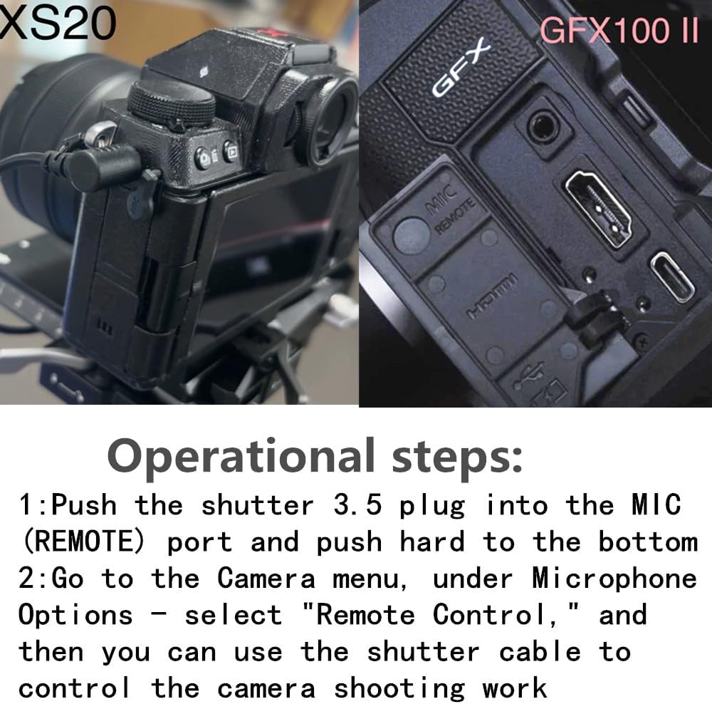for Fuji gfx100II/GFX100RF Cable Release Wire Shutter Button Shooting Controller RC301-3.5mm Small Remote Control for Fujifilm Camera to xt50/X-M5/x-s10/xs20 xt200 (RC301-3.5mm Fuji 30cm/11.8in)
