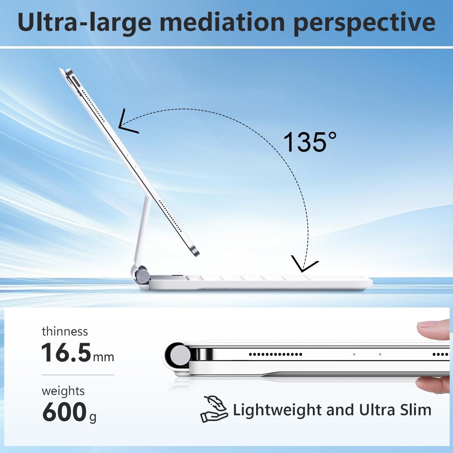 Keyboard Case for iPad Air 11-inch (M3 2025 / M2 2024) & iPad Pro 11 inch(1st/2nd/3rd/4th Generation),Magic Magnetic Backlit Keyboard Case with Multi-Touch Trackpad- Easy-Set Floating Cantilever Stand