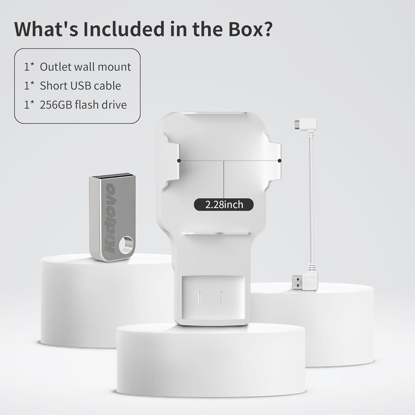 256GB USB Flash Drive & Outlet Wall Mount for Blink Sync Module 2 with Short Cable - Save Space - No Messy Wires - Easy Move Mount Bracket Holder for Blink Outdoor Indoor Security Camera (1 Pack)