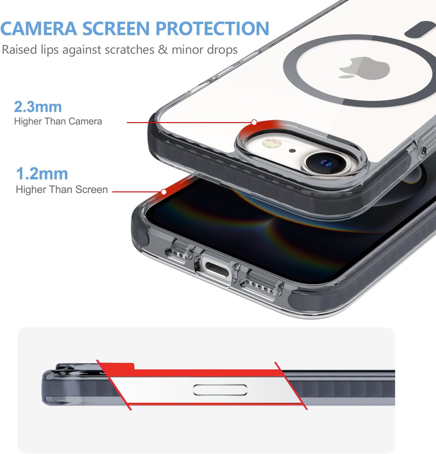 BELTRON Belt Case for iPhone 16e (2025), Slim Protective Transparent Case & Rotating Belt Clip Holster Combo (Compatible with MagSafe)