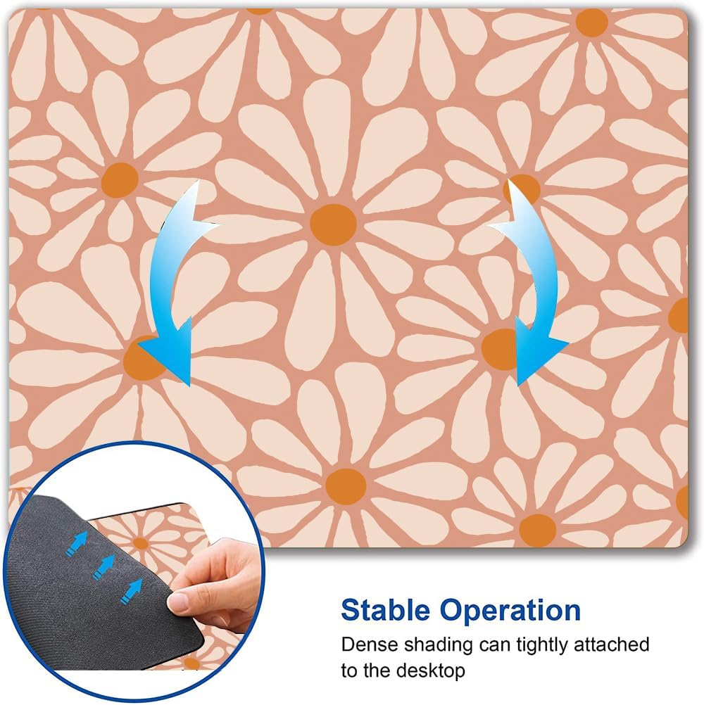 Mouse Pad, Premium-Textured Mouse Mat, Non-Slip Rubber Base Mousepad for Laptop, Computer & PC,9.5×7.9 in,Beautiful Orange Floral