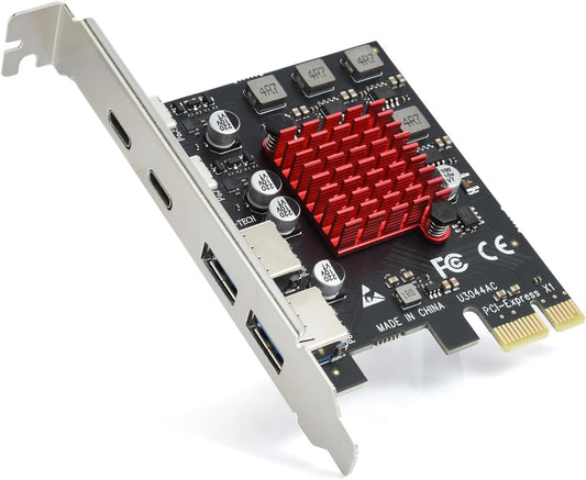 ELUTENG 4 Ports USB 3.1 PCIE Expansion Card (2 USB-A & 2 Type-C Ports) Superspeed PCI Express Expansion Card USB Card for Desktop PC Support Windows 11/10/8/7/XP/Vista, Self-Powered Supply