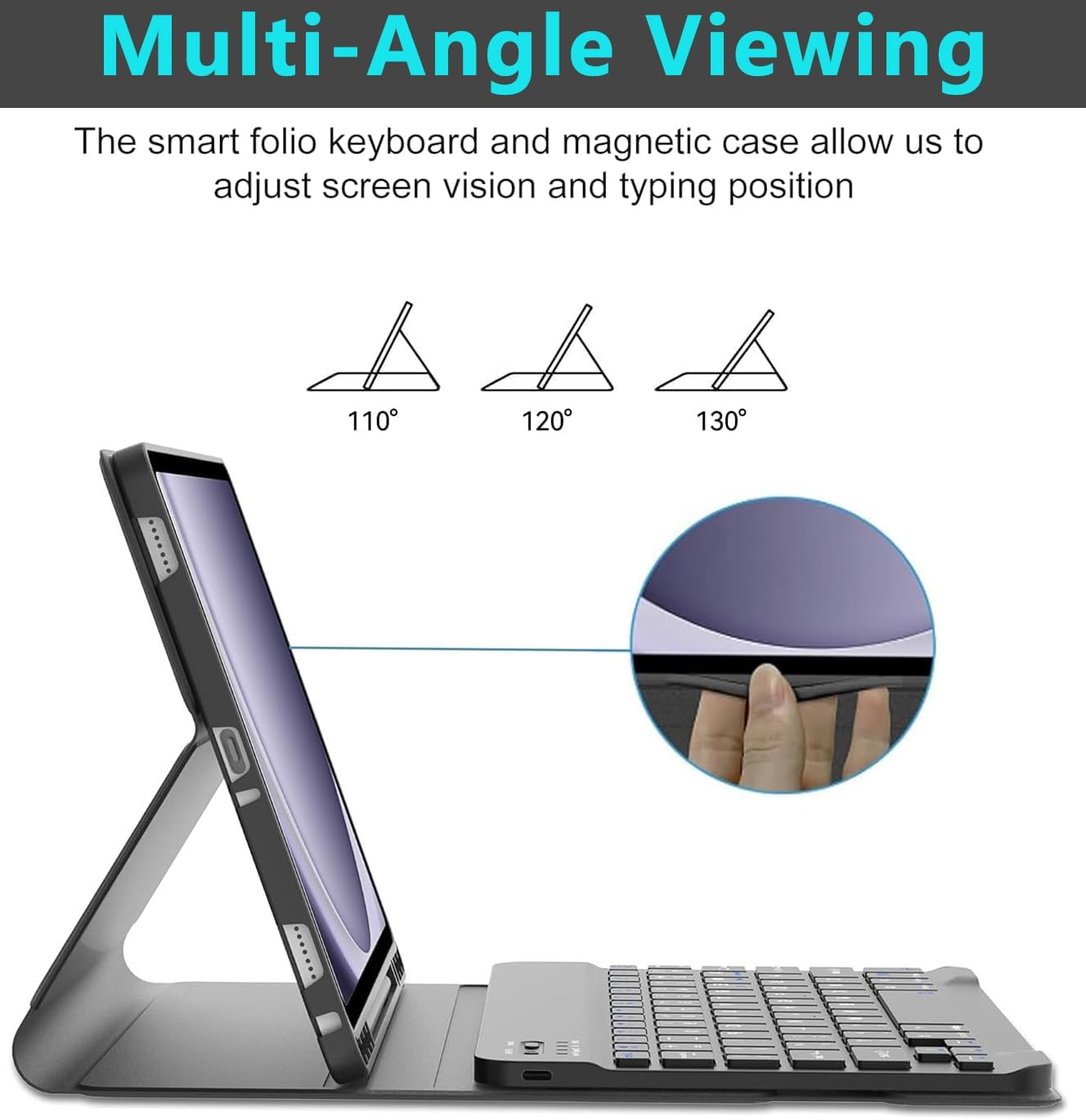 Keyboard Case for Samsung Galaxy Tab A9 Plus 5G 11 inch 2023 (SM-X210/X216/X218), Magnetic Detachable Wireless Keyboard Bluetooth, Smart Folio Cover with S Pen Holder for Galaxy Tab A9+ 11“(Black)