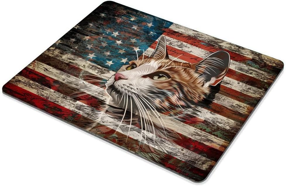 Square Mouse Pad Colorful Cat and National Flag-3,Gaming Mouse Pads for Desk,Soft Computer Waterproof Non-Slip Mouse Mat