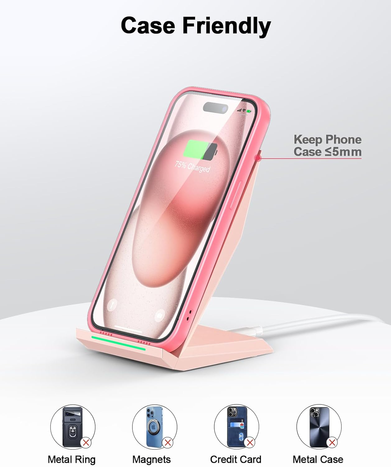 NANAMI Wireless Charger 2 Pack - Fast Wireless Charging Stand for iPhone 16/16 Plus/16 Pro Max/16 Pro/15/14/13/12/12 Pro Max, Phone Charger Compatible Samsung Galaxy S25/S24/S23/S22/S21/S20,Pixel 6/5