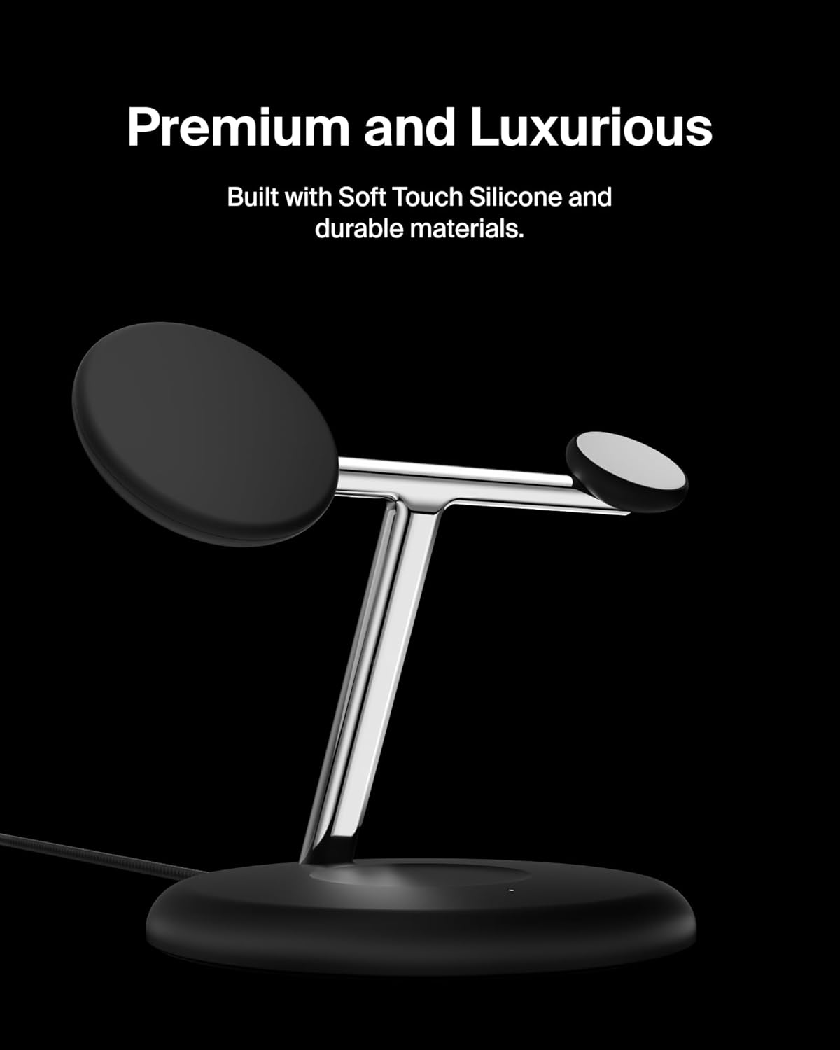 Belkin MagSafe-Compatible 3-in-1 Wireless Charger Stand 15W - Qi2-Certified Wireless Charging Station, Fast Charging of iPhone 16, AirPods, & Apple Watch - 36W Included - Black