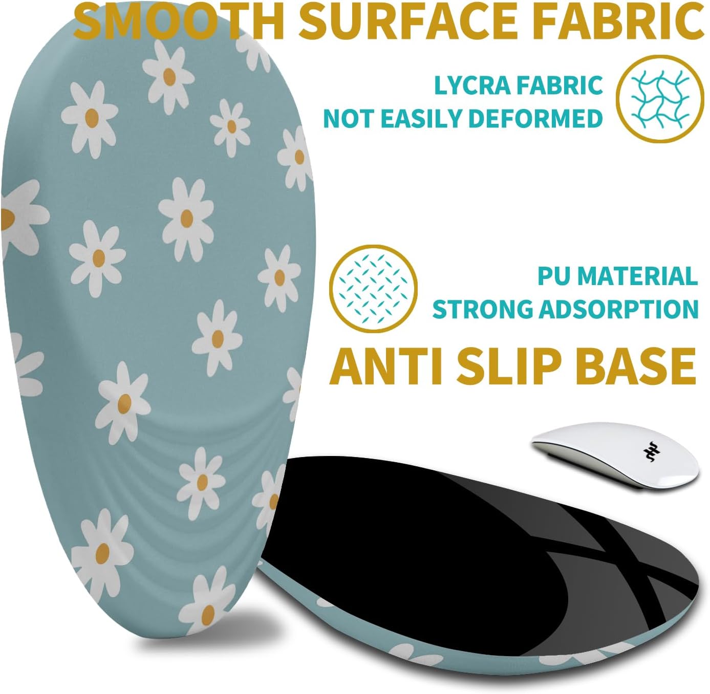 Hokafenle Ergonomic Mouse Pad Wrist Support with Stepped-Wedge Design, Wrist Rest Pain Relief Mousepad Filled with Memory Foam, Carpal Tunnel Mousepad for Wireless Mouse(12x8 inch, Little Daisy)