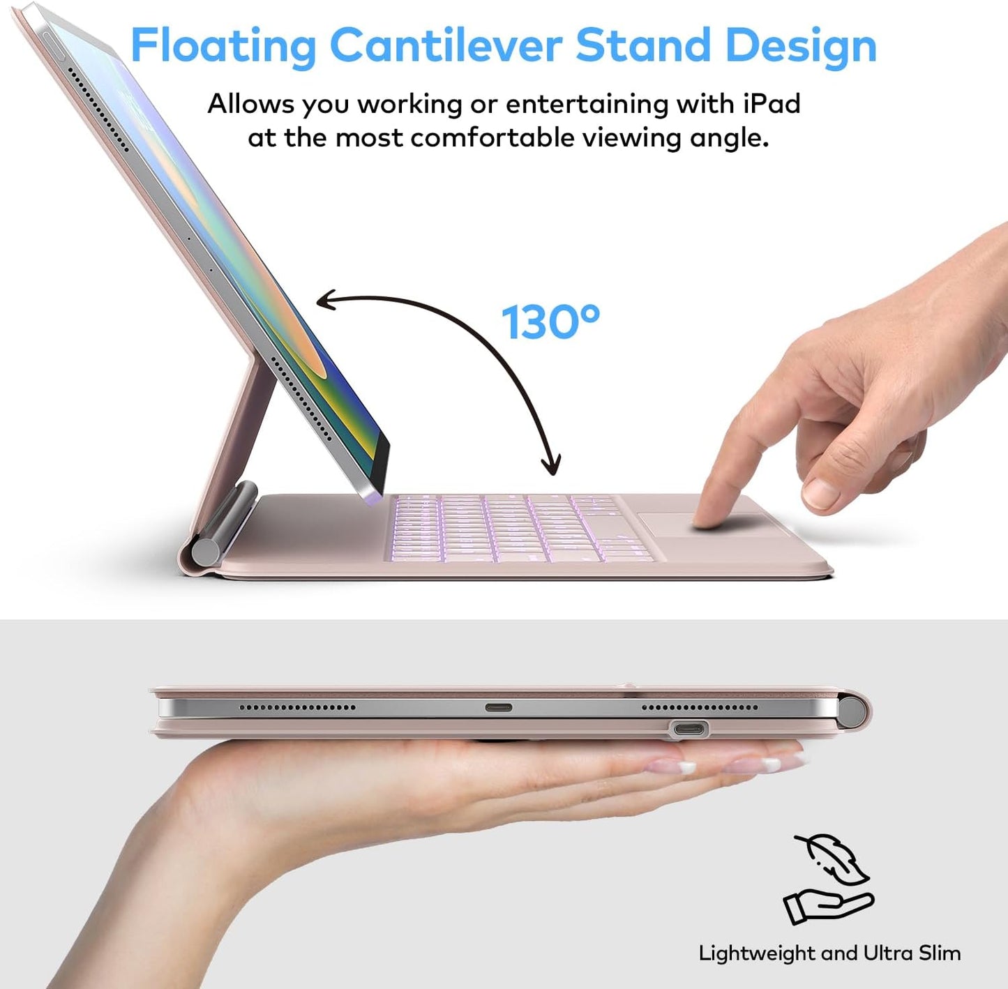 Keyboard Case for iPad Air 11-inch (M3 2025 / M2 2024) & iPad Pro 11 inch(1st/2nd/3rd/4th Generation) – Magic-Style Magnetic Keyboard Case with Multi-Touch Trackpad for 10.9” iPad Air 4th/5th Gen.