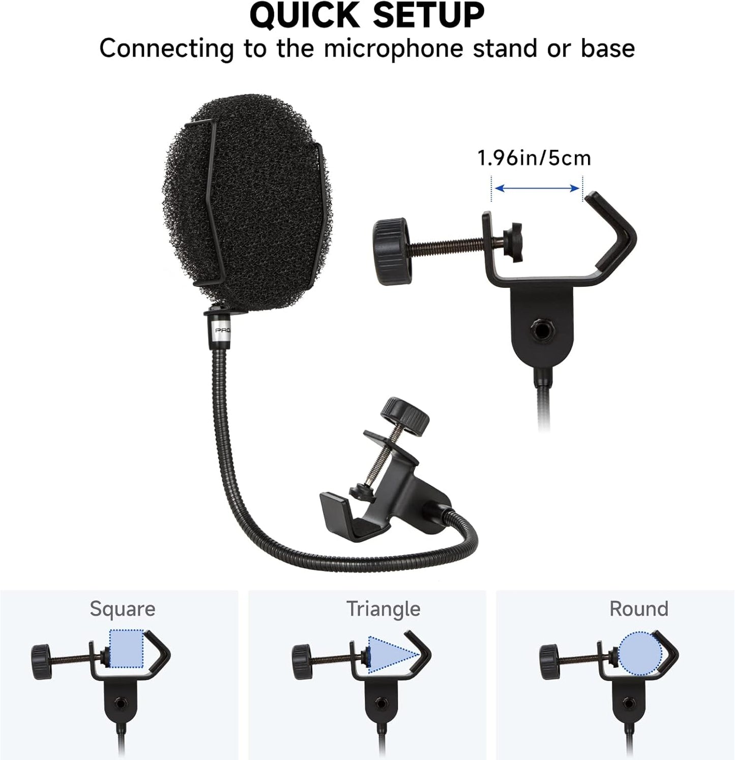 Pop Filter for Microphone - Sponge Layered Pop Wind Screen with Enhanced Flexible 360° Gooseneck