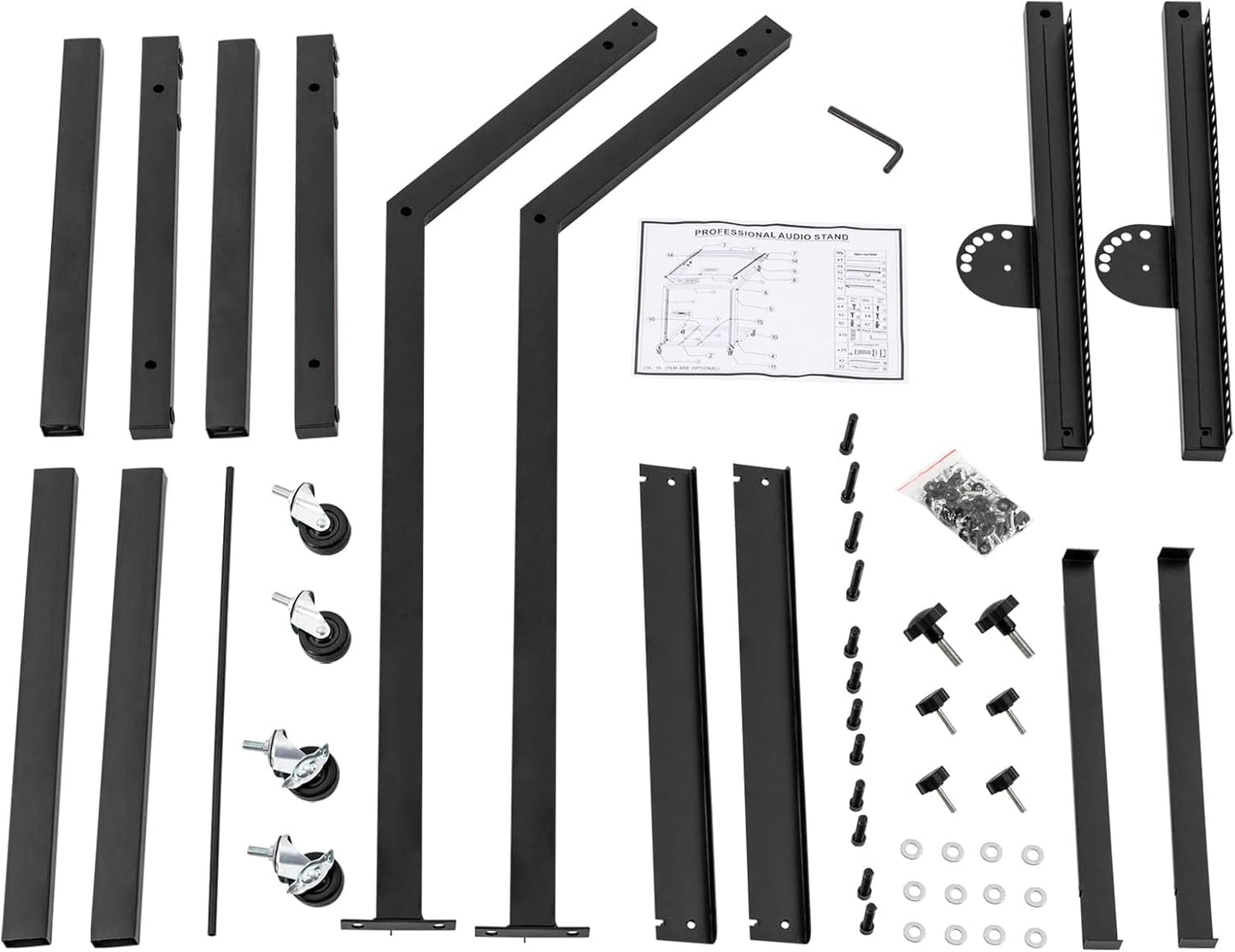 16U Professional DJ Stand Rack Mount DJ Mixer Stand Adjustable Stage Cart w/Wheel for Music Party Show Music Studios Performance Stages Concert Venues