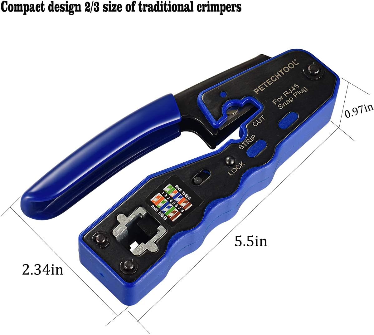 RJ45 Crimp Tool for Cat6 Cat5e Cat5 Pass Through Connectors,All-in-one EZ Crimping Tool Full Set with Cat6 Connectors and Boots, Cable Ties, Cable Tester, Cable Scissors and Stripper