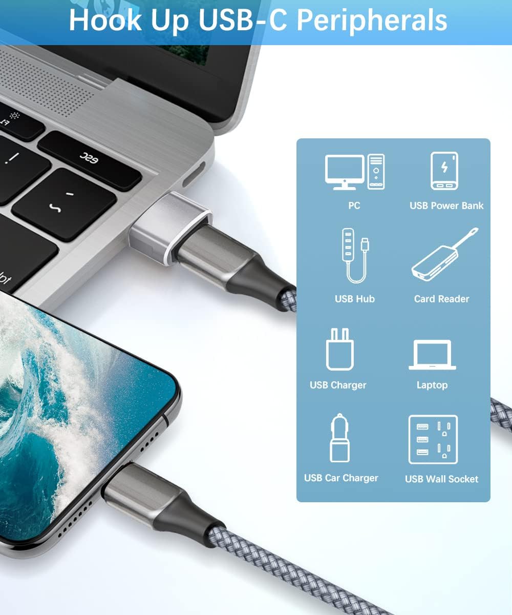 Elebase USB to USB C Adapter&Type C Male to 3.0 Female Adaptor 4PCS,Thunderbolt 4 to Type A OTG Converter for iPhone 16 15 Pro Max Plus,Apple Watch 10 9,MacBook,PC,Galaxy A56 M56 M36,iPad Air Mini