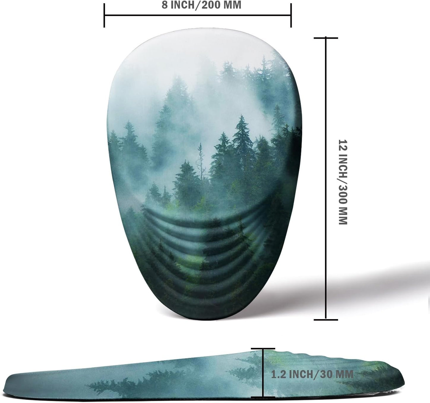 Ergonomic Mouse Pad with Wrist Support, Desktop Mouse Pad Wrist Rest Design and Non-Slip PU Base, Computer Mousepads for Pain Relief, Office & Home, Fog Forest