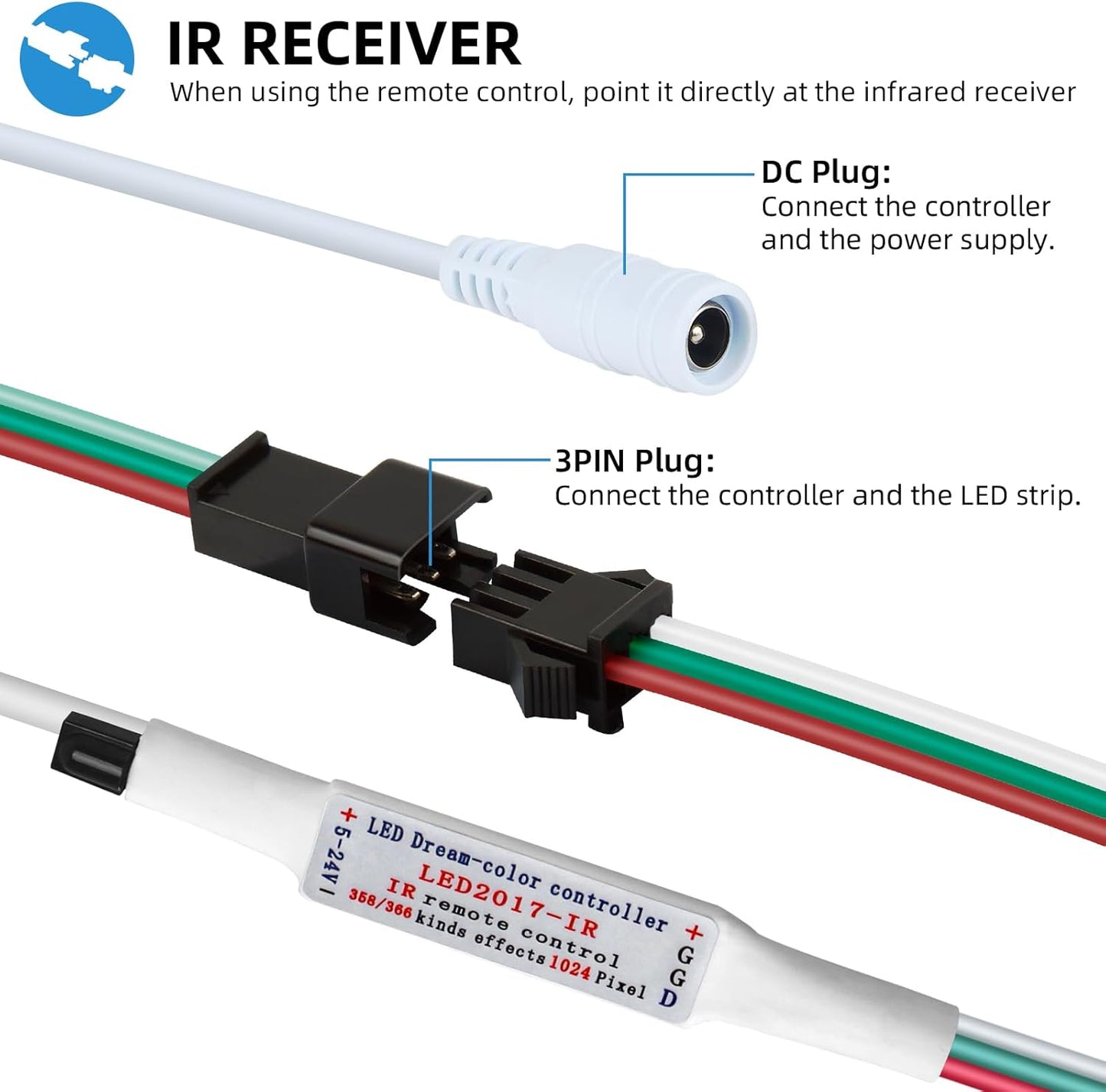 RGBZONE DC 5-24V Mini 21 Key IR Infrared Wireless RGB Remote Controller for WS2811 WS2812B LED Dream Color Strip Lights