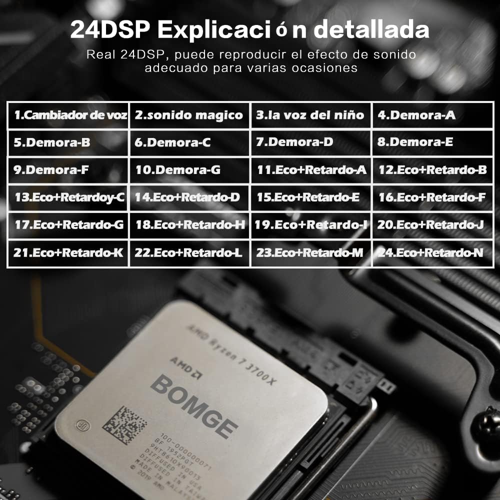 BOMGE 6 Channel mini DJ Audio sound mixer console with USB interface, Bluetooth, Stereo Recording, 48V Phantom Power, 24 DSP effects for karaoke, singing, live,streaming,pc recroding. (white)