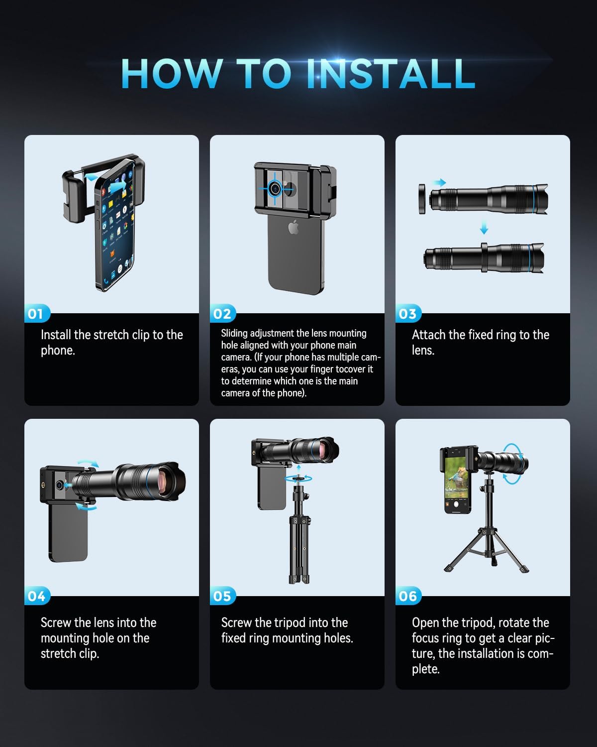 MIAO LAB 28X HD Telephoto Lens for iPhone Pro Max/Samsung/Android | High Power Zoom Camera Lens with Tripod Mount, Universal Smartphone Compatibility