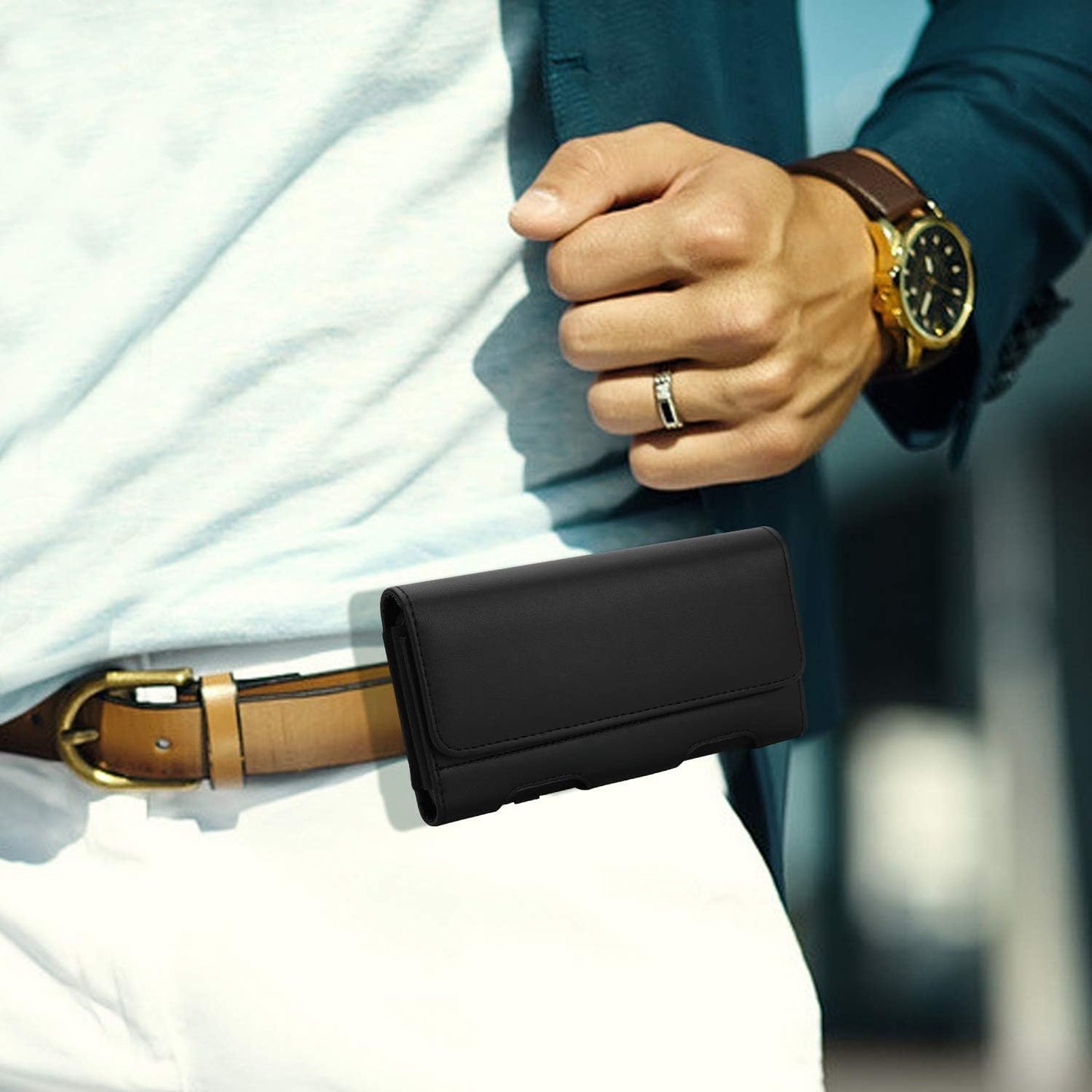 BECPLT for Samsung Galaxy S24+ S23+ S22+ 5G S23 FE 5G S21 FE 5G Holster Case, Galaxy S21+ 5G Leather Pouch Holster Case with Belt Clip Loops for Samsung Galaxy S20+ 5G S20 Plus S10 Plus S9 Plus -Black