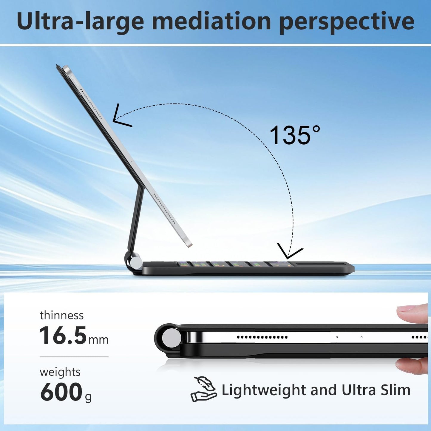 Keyboard Case for iPad Air 11-inch (M3 2025 / M2 2024) & iPad Pro 11 inch(1st/2nd/3rd/4th Generation),Magic Magnetic Backlit Keyboard Case with Multi-Touch Trackpad- Easy-Set Floating Cantilever Stand