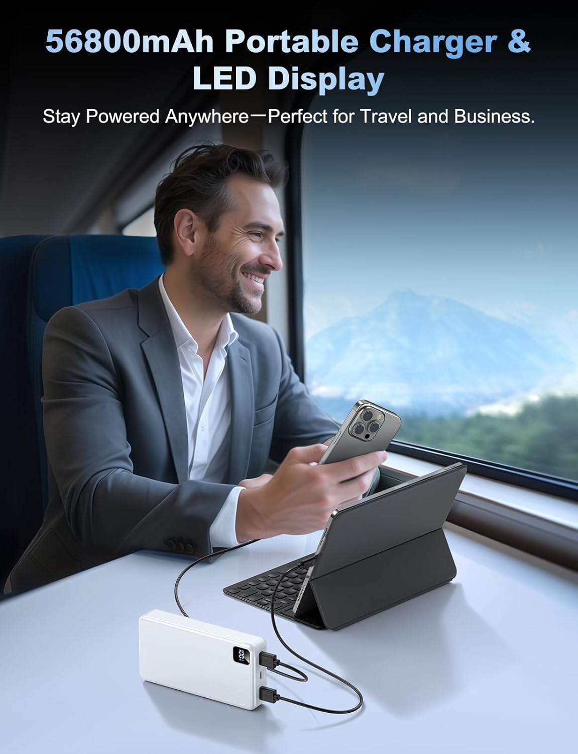 Portable Charger Power Bank 56800mAh Battery Pack-22.5W Fast Charging with USB C & LED Display, 3 Outputs High Capacity Portable Power Bank for iPhone 16/15/14/13 Series, Samsung, iPad etc