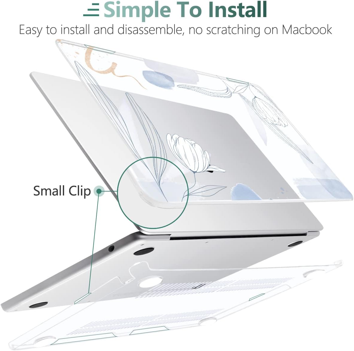 MEEgoodo Case for MacBook Air M4/M3/M2 13.6 inch 2025 2024 2022, Fit Model A3240 A3113 A2681, Compatible with MacBook Air 13 inch, Laptop Hard Shell Case with Keyboard Cover, Floral 33