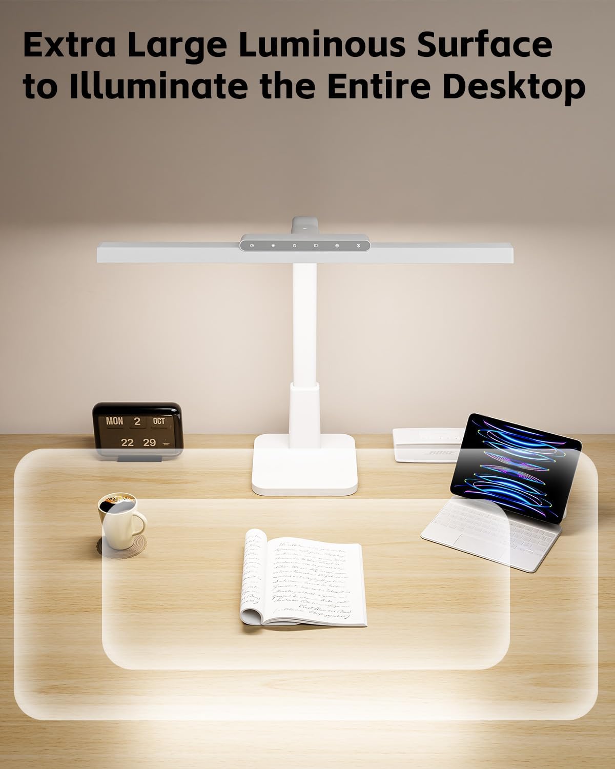 LED Desk Lamp for Home Office with Base, Dimmable Eye-Caring Computer Light with Memory & Timer Functions, Flexible Gooseneck Touch Control Architect Desk Light for Reading, Study, Workbench (White)