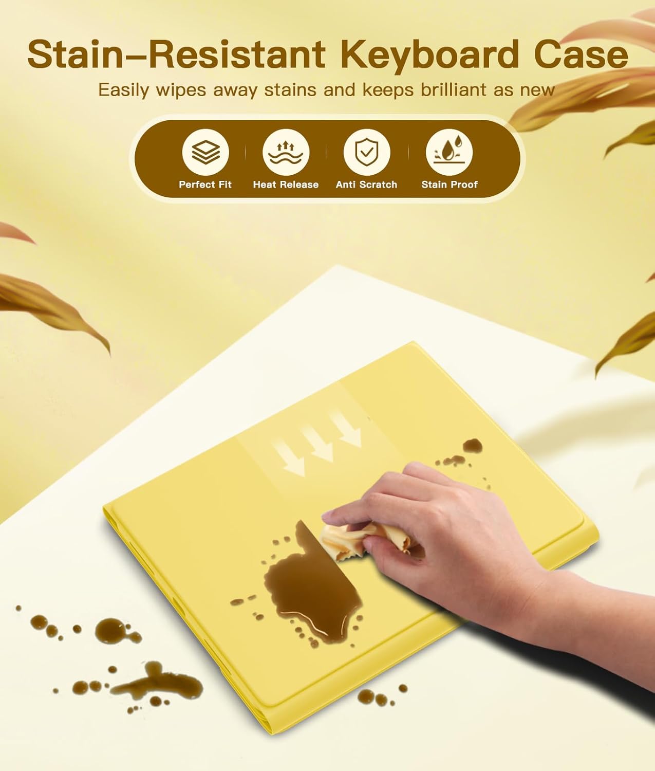 for iPad 10th Generation Case with Keyboard 10.9 Inch 2022/iPad (A16) 11th Gen 11 Inch 2025 - Magnetic Detachable Keyboard, Stain Proof Cover, Smart Folio Case with Pencil Holder - Yellow