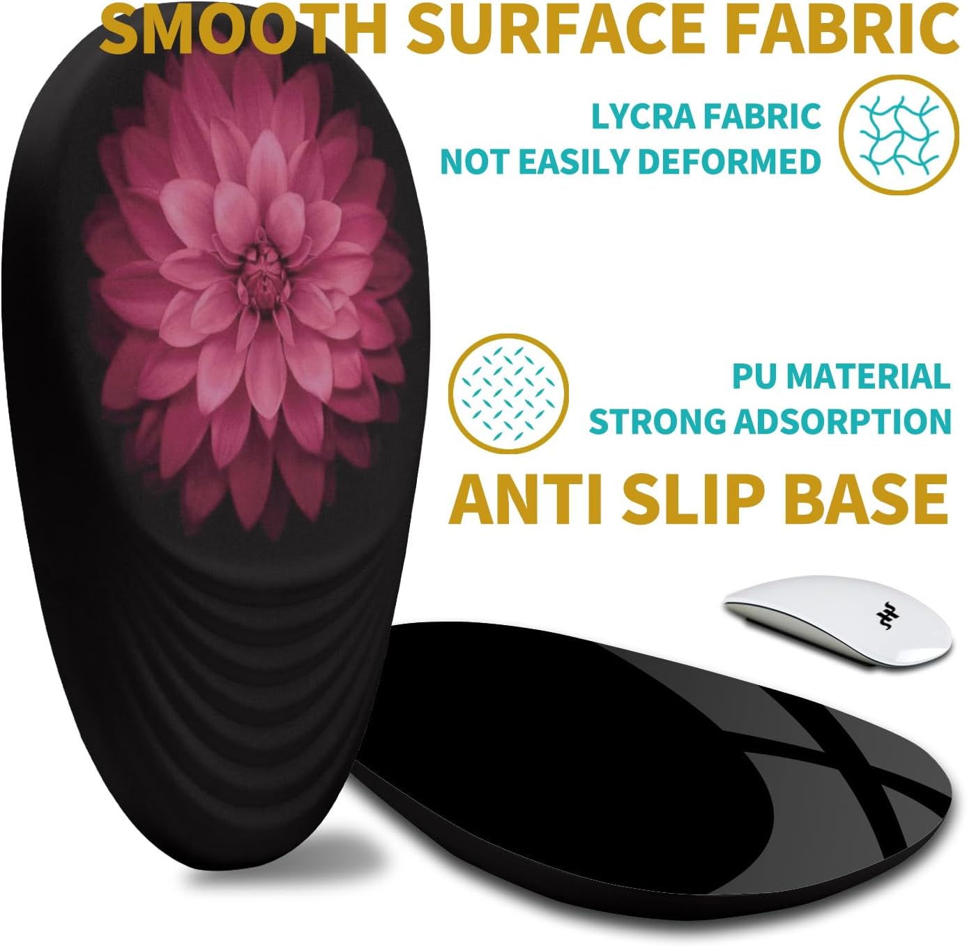 Hokafenle Ergonomic Mouse Pad Wrist Support with Stepped-Wedge Design, Wrist Rest Pain Relief Mousepad Filled with Memory Foam, Carpal Tunnel Mousepad for Wireless Mouse(12x8 inch, Pink Flower)