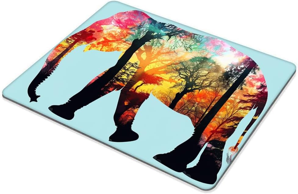 Square Mouse Pad Colorful Forest Elephant-1,Gaming Mouse Pads for Desk,Soft Computer Waterproof Non-Slip Mouse Mat