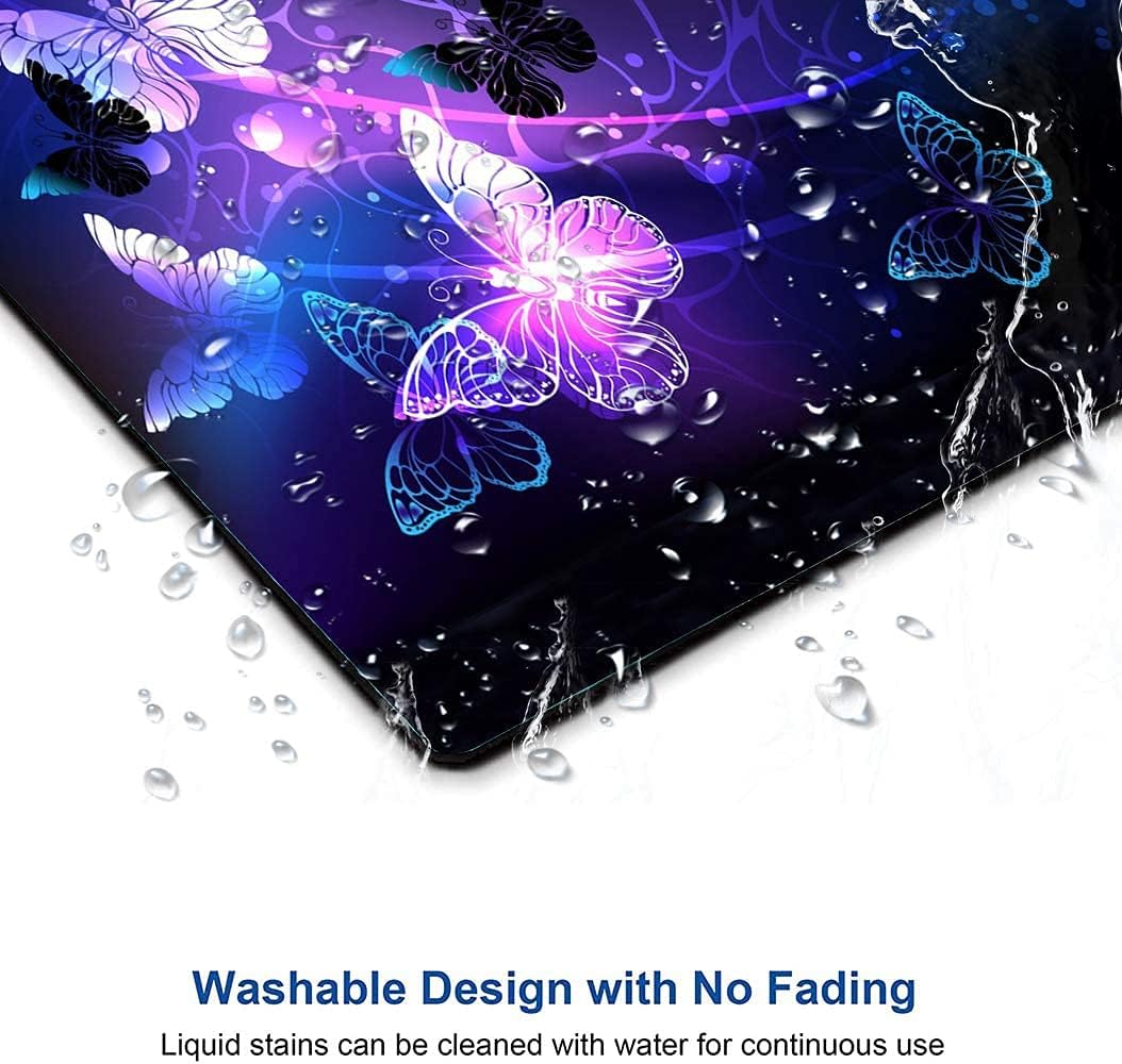 Mouse Pad, Gaming Mouse Pad, Non-Slip Rubber Base Mouse Mat with Designs for Laptop, Computer & Office, 9.5 x 7.9 x 0.12 inches (Purple Butterflies)