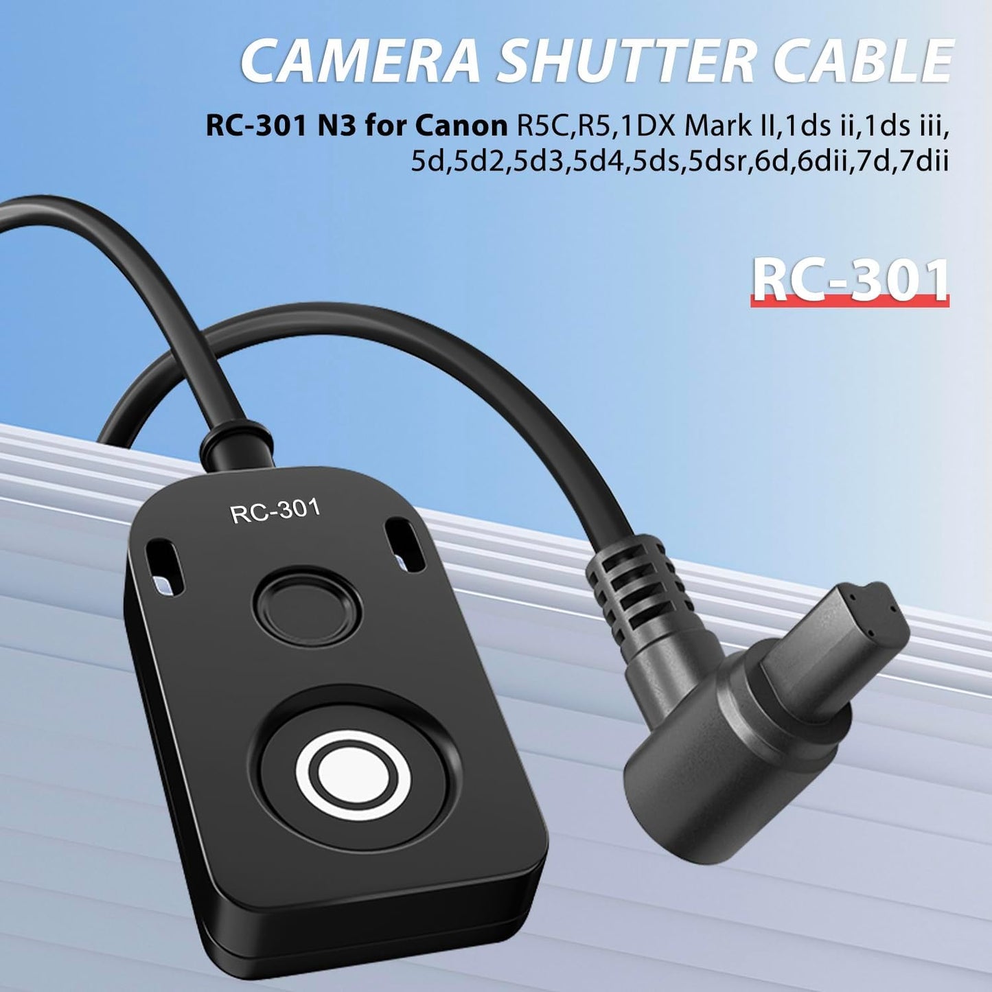 for Canon R5C Video Cable Release Cable Remote Camera Small Shutter Release Remote Control RC301-N3 196.8 "Extended Cable Remote Wired Button R5 5d 5d3 5d4 1dxii 6d 6d2 7d (RC301-N3 196.8in/5m)