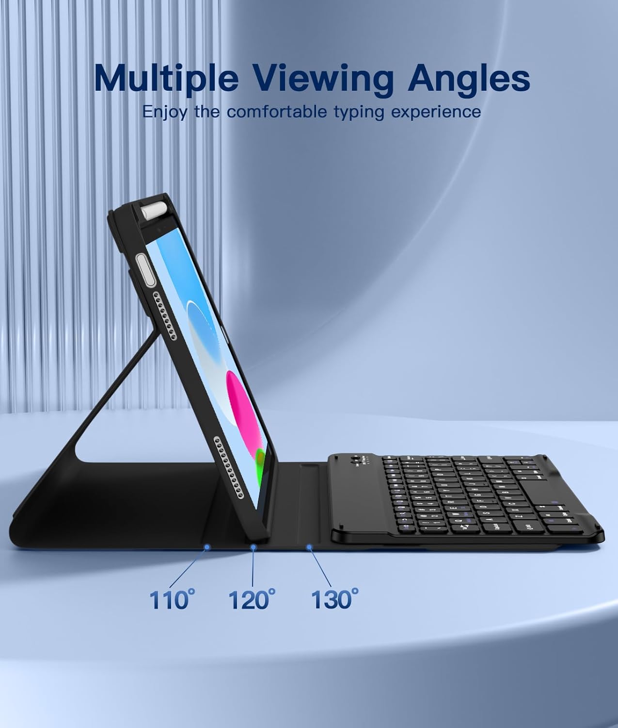 for iPad 10th Generation Case with Keyboard 10.9 Inch- Magnetic Wireless Keyboard Case with Pencil Holder Stain Proof Folio Cover for iPad (A16) 11th Gen 11 Inch 2025/10th Gen 2022 - Black