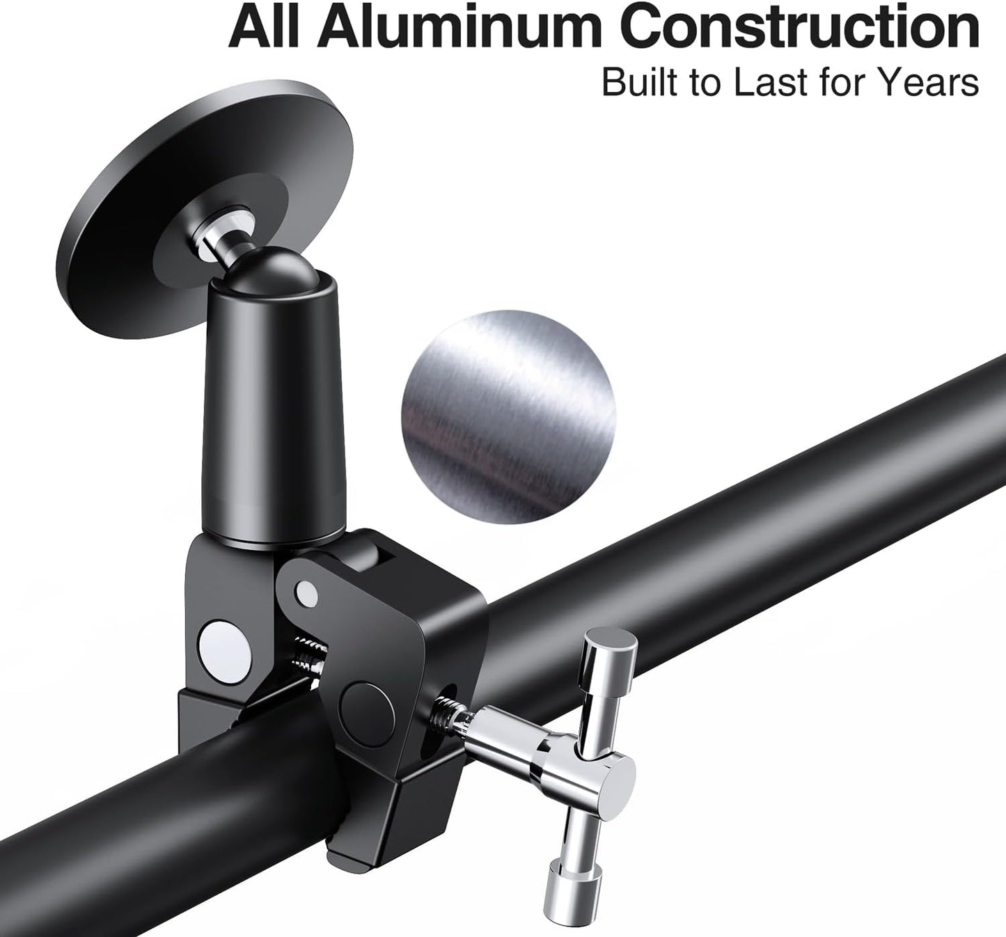 elitehood Magnetic Phone Clamp Mount, Adjustable Phone Holder for Mic Stand/Music Stand/Golf Cart/Treadmill/Stroller/Shopping Cart/Stationary Bike, iPhone Clamp Mount for Magsafe iPhone 16 15 14