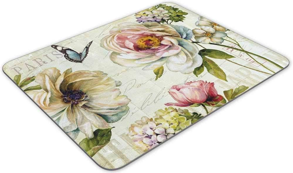 Gaming Mouse Pad,Vintage Watercolor Flowers Rectangle Mouse Pad Size(9.84"x7.87")