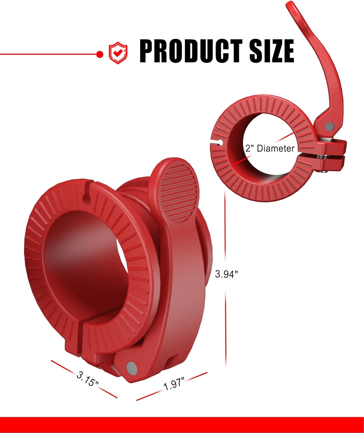 Olympic Barbell Clamps 2 inch Adjustable Barbell Clips Quick Release Pair of Locking Weight Clips for Bars