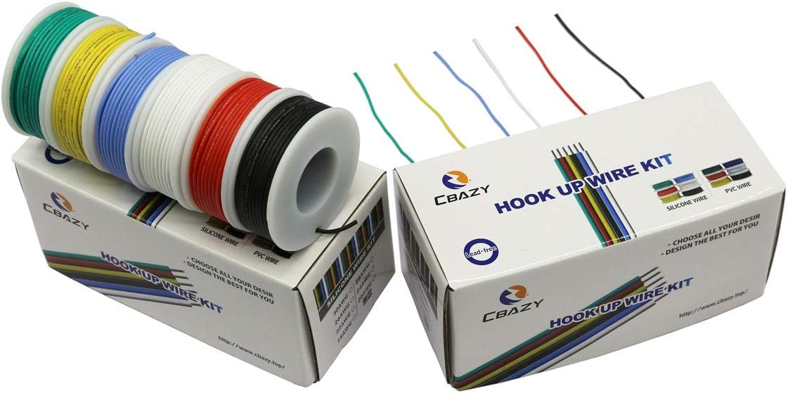 CBAZY™ Hook up Wire Kit (Stranded Wire Kit) 26 Gauge Flexible Silicone Rubber Electric Wire 6 Colors 32.8 feet Each 26 AWG