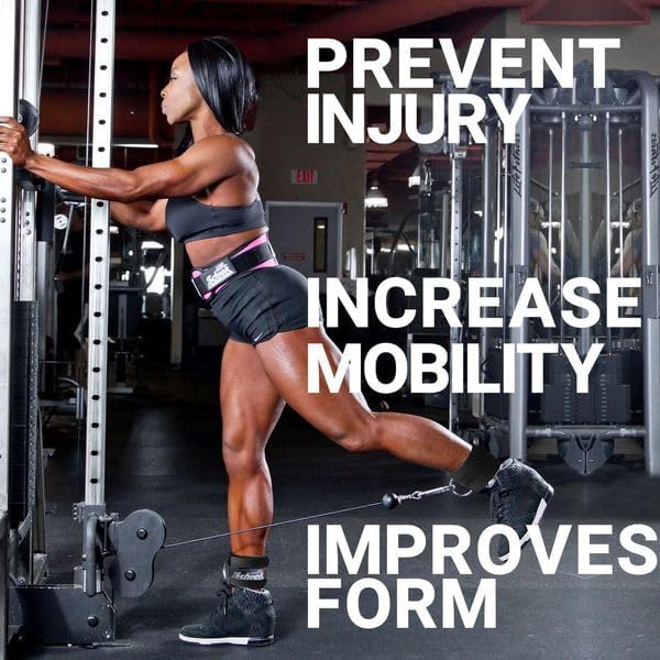 Schiek Sports 1707 Ankle Cuffs - Ideal for Glute Kickbacks and Cable Machine Workouts - Durable and Built To Last