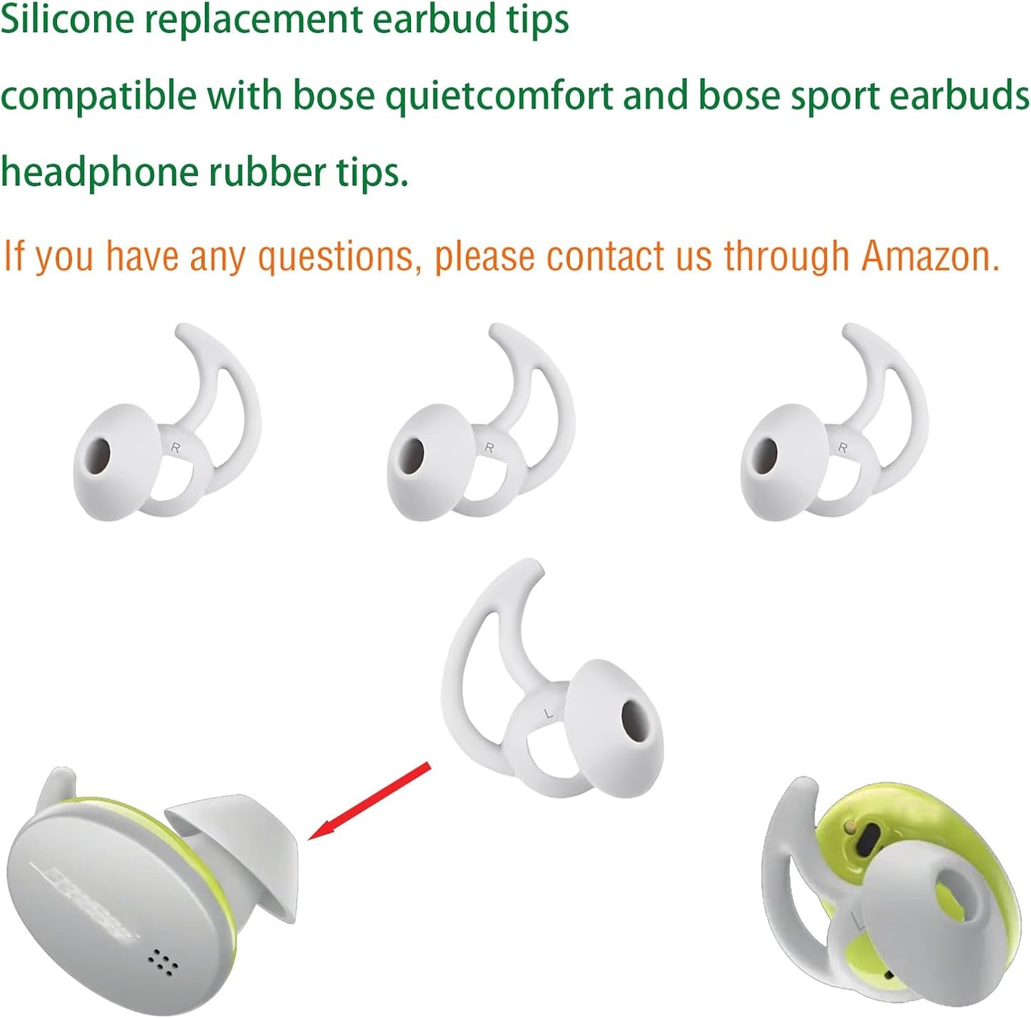 Medium Earbud Replacement Tips Silicone Ear Bud Tips Compatible with Bose Quietcomfort and Sport Headphone Ear Tips Earbud Cap 3 Pairs S M L