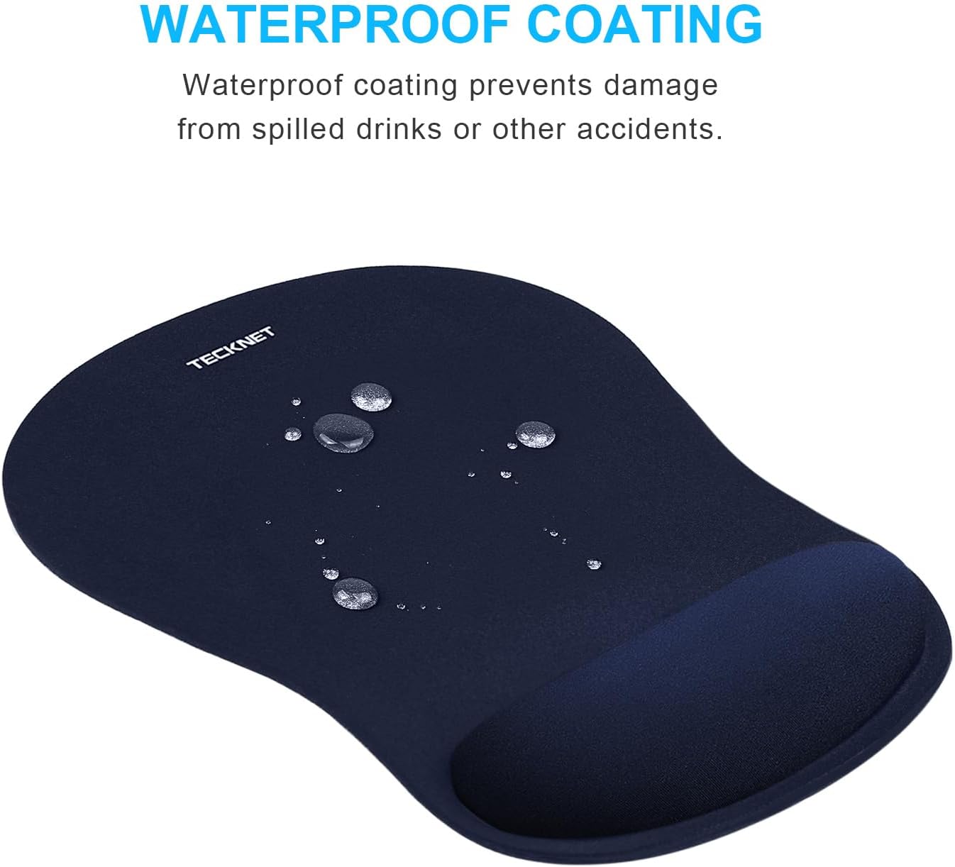 TECKNET 2 Pack Mouse Pad with Wrist Support, Ergonomic Gaming Mouse Pad Pain Relief, Portable Comfortable Mousepad for Computer, Laptop, Office, Home Non-Slip Base, Waterproof Surface - Navy