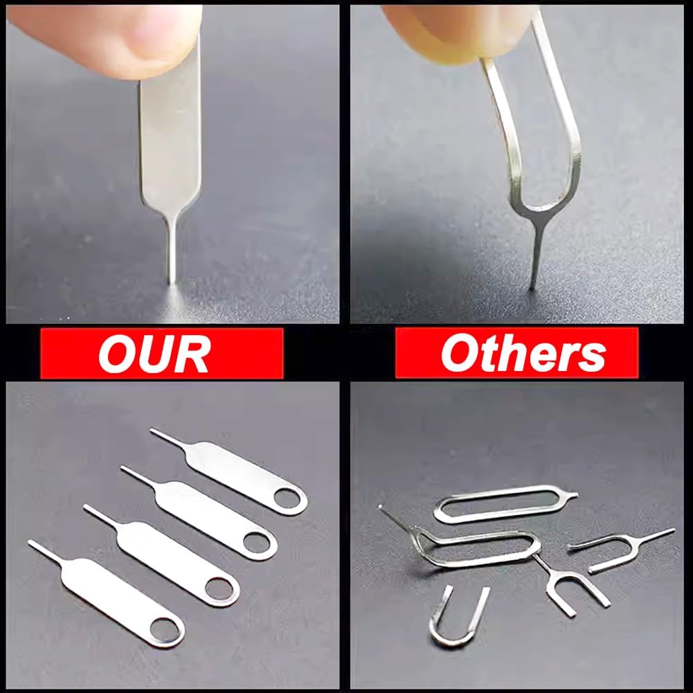 2 Pcs Universal Sim Card Tray Removal Key Tray Eject Pins, SD Removal Opening Tool with A Key Ring, for iPhone iPad Samsung Galaxy Google Pixel Phones